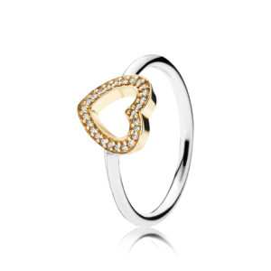 PANDORA Sterling-Silber Ring mit 14-K-Gold Herz und Zirkonia Schmucksteinen CHF 189.--